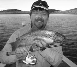 The author with a beaut brown trout from Lake Eucumbene